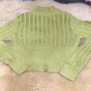 Lime green high collar sweater size L